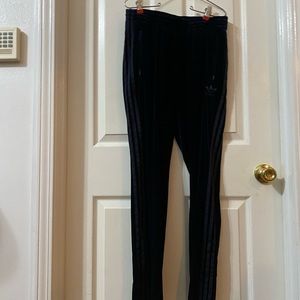 Dark blue velvet Adidas sweat pants